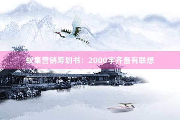 蚁集营销筹划书：2000字齐备有联想